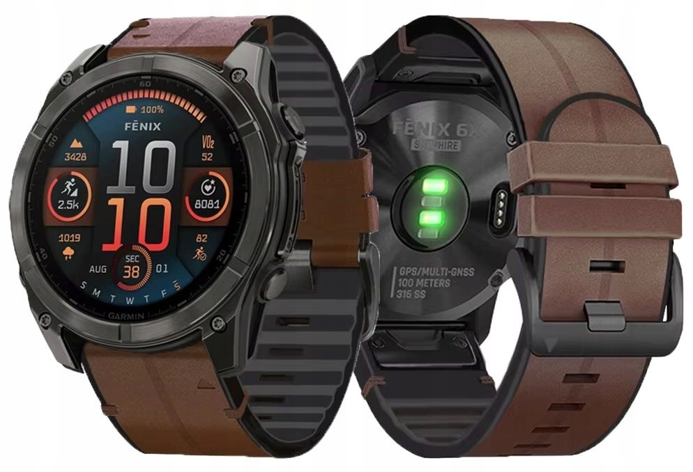 Pasek Skórzany Do Garmin Forerunner 955 965 745 Instinc Quickfit Brązowy