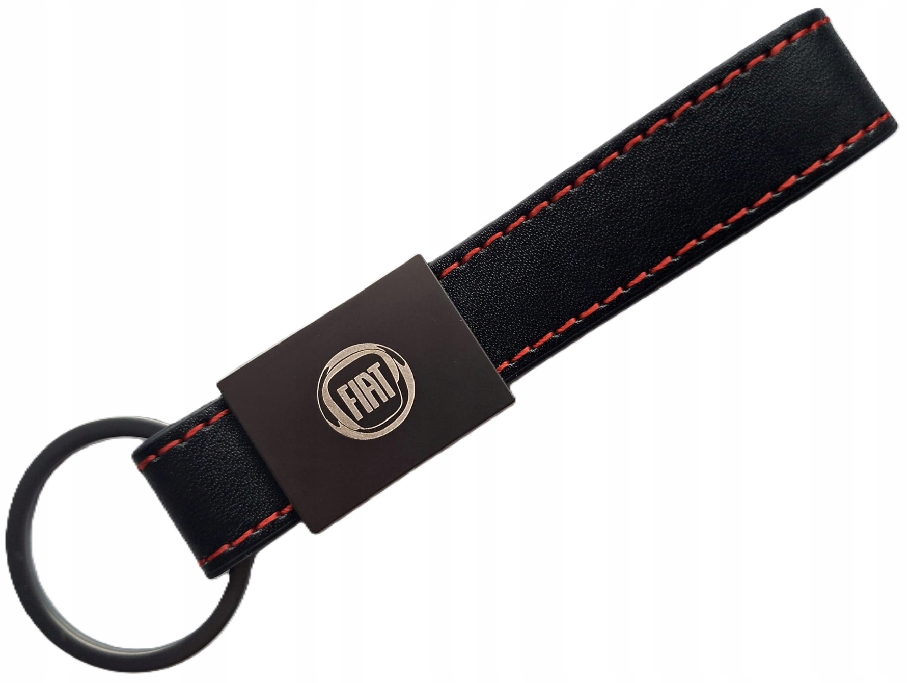 Brelok Fiat Premium – metalowe elementy czerwone przeszycia