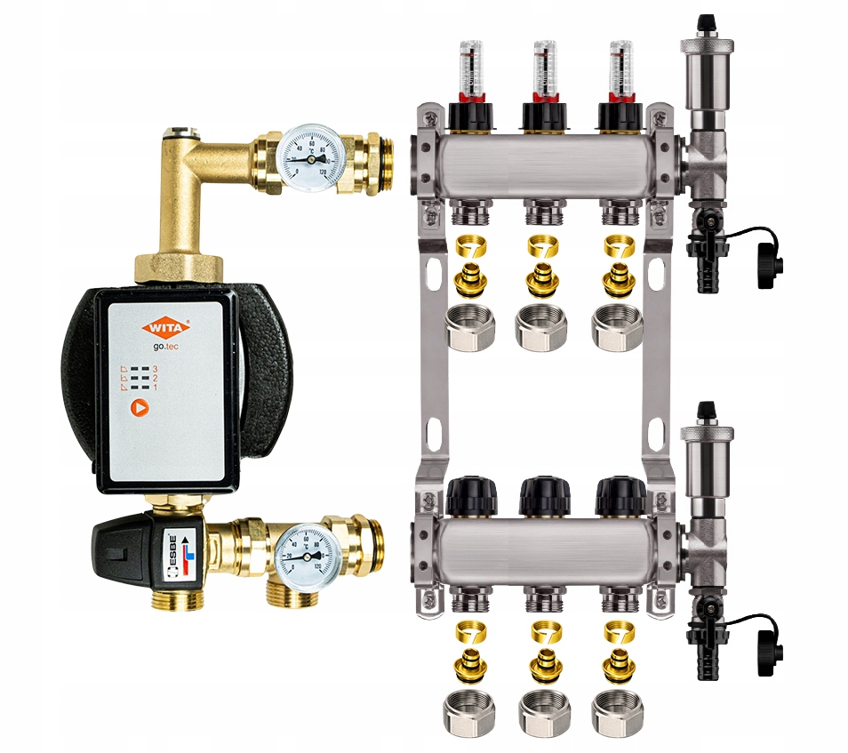 Rozdělovač pro podlahu 3 nerezový pro vytápění Čerpadlo Wita Pex