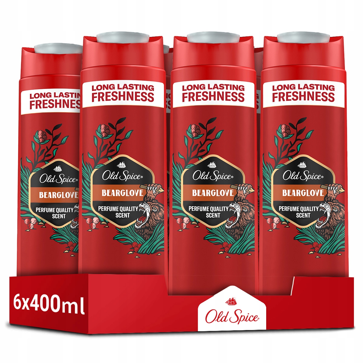 Old Spice Bearglove Żel męski pod prysznic i szampon 3w1, 6 x 400ml