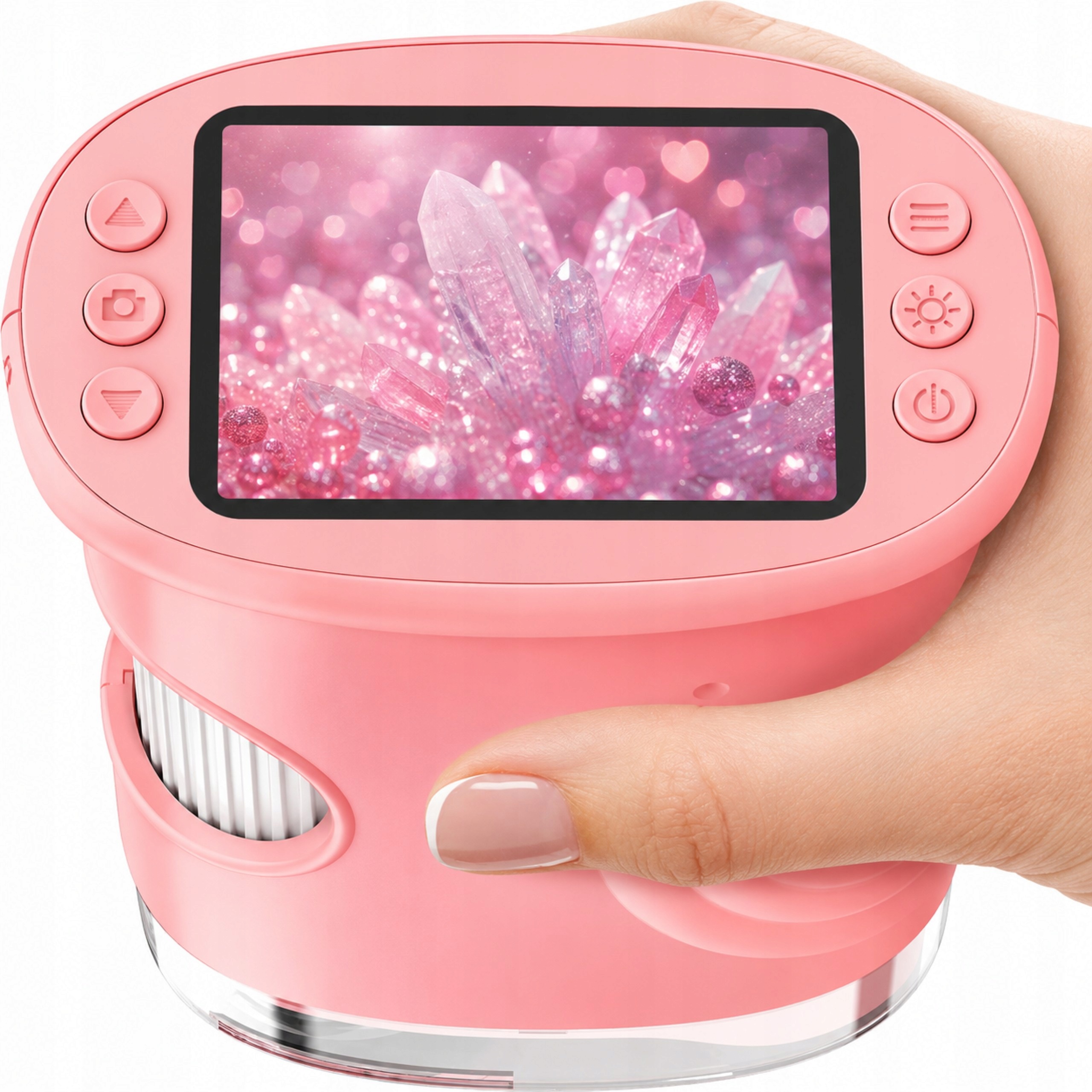 Różowy kieszonkowy mikroskop cyfrowy dla dzieci LCD kamera aparat 1000x