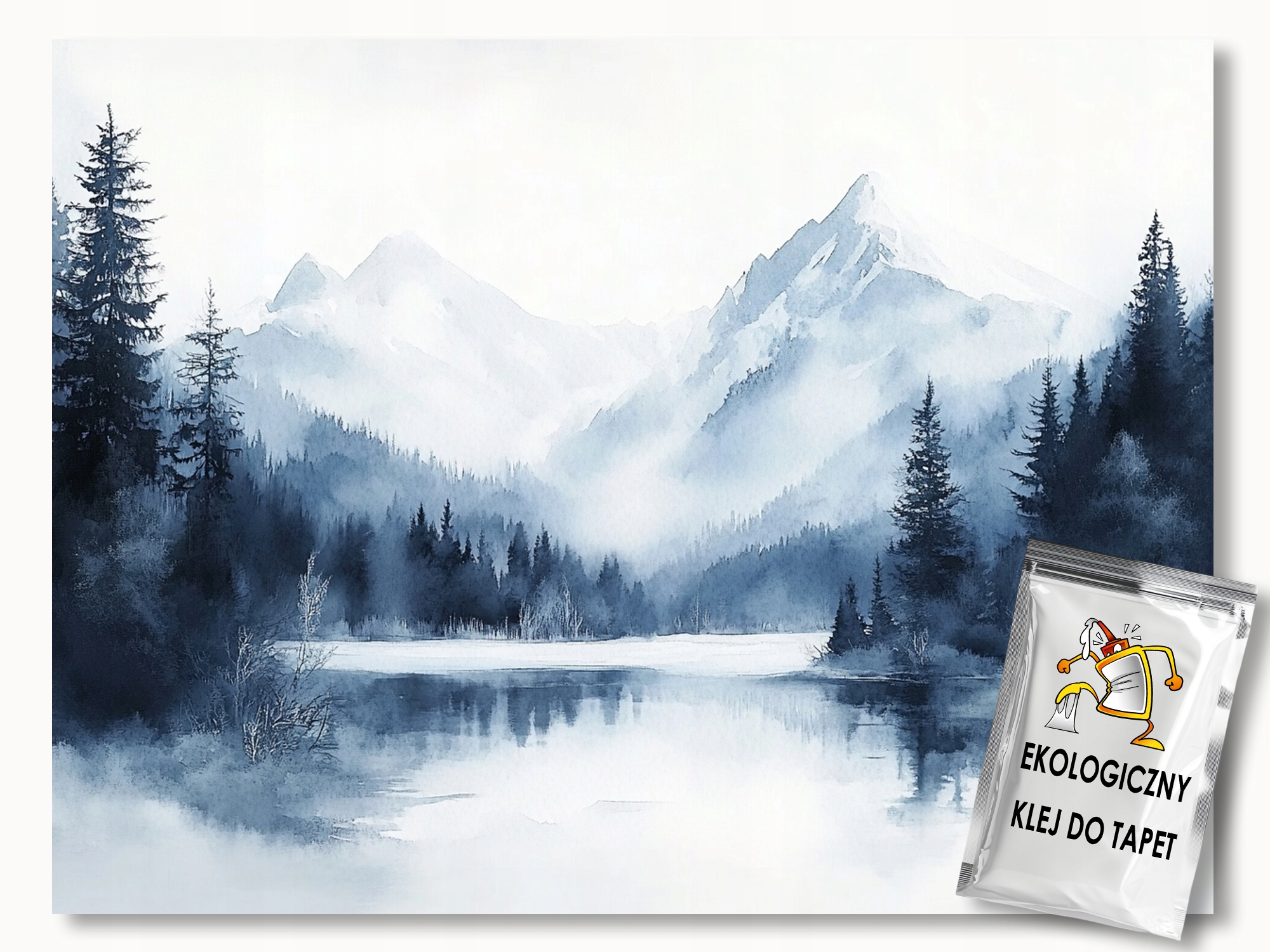 Fototapeta Flizelina Krajina Hory Vrcholy Les Jezero Zima 300x210 110g