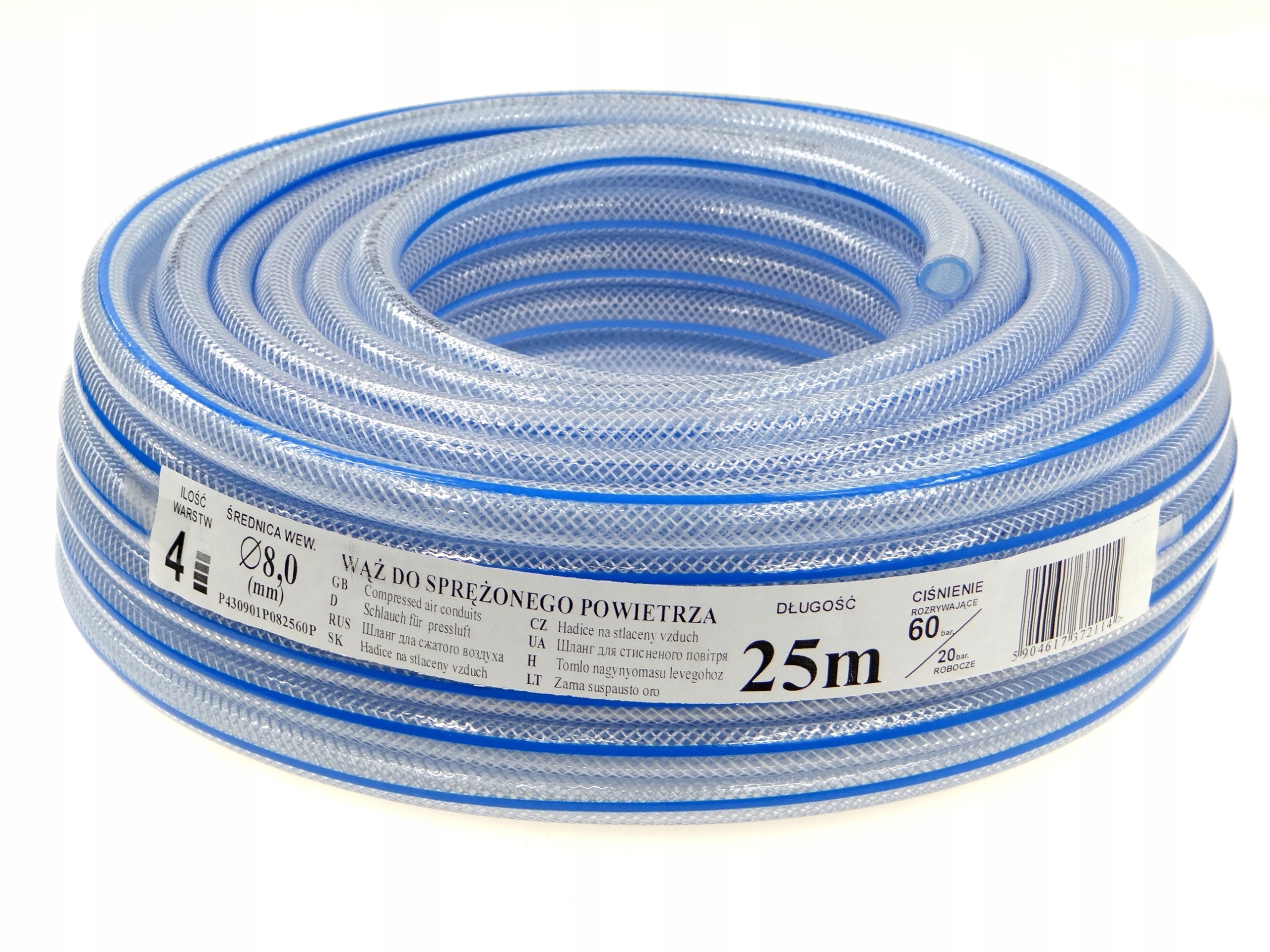 

Wąż Techniczny Zbrojony Fi 8 mm 20/60 bar-25 m
