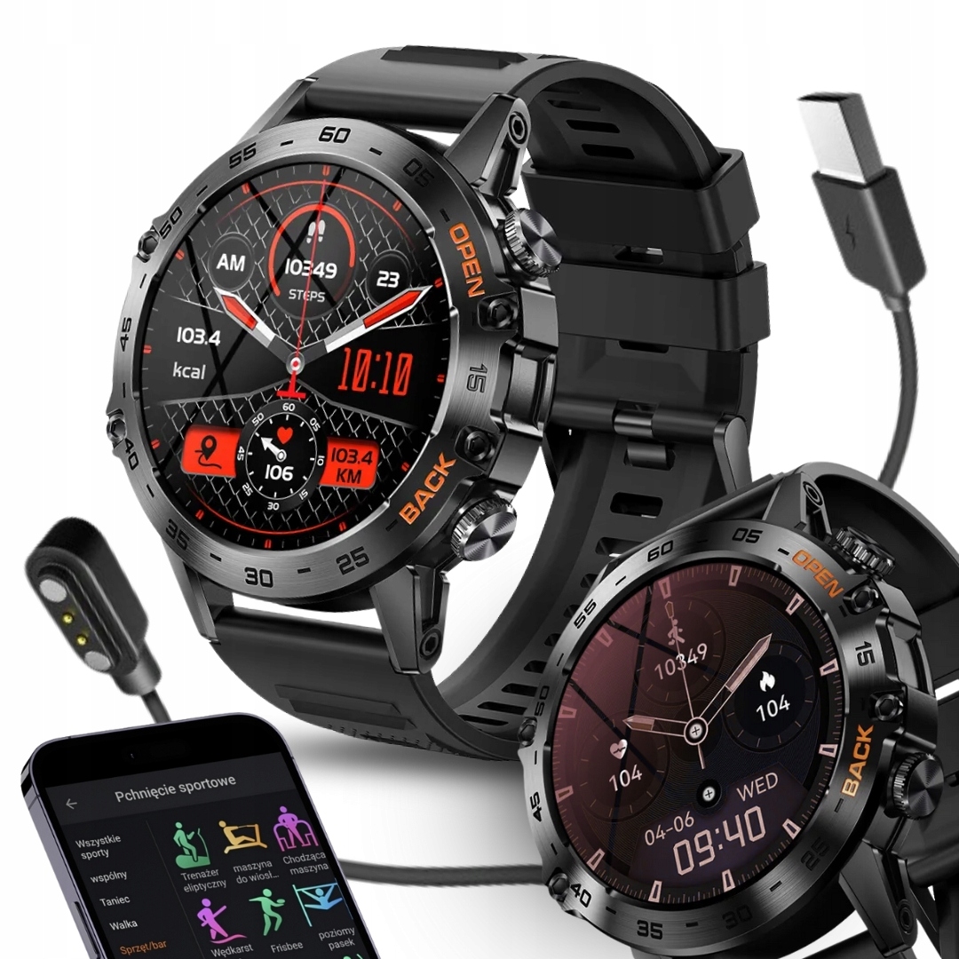 ZEGAREK SMARTWATCH MĘSKI 360x360 ROZMOWY MENU PL WODOODPORNY