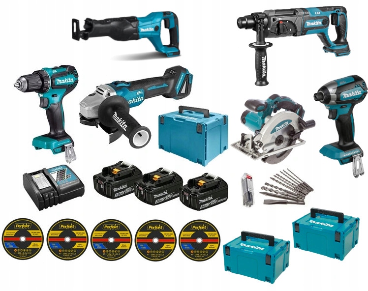 Makita Zestaw Combo 6 Urządzeń 3x Aku 18V 3.0ah