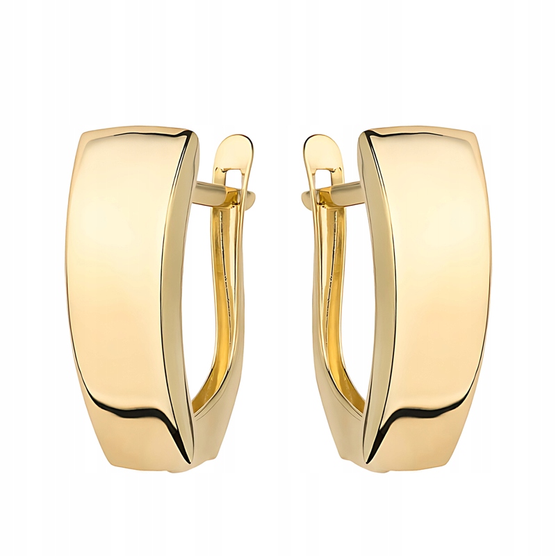 Zlaté Náušnice Dámské anglické pr. 585 Hladké Široké čárky 14k