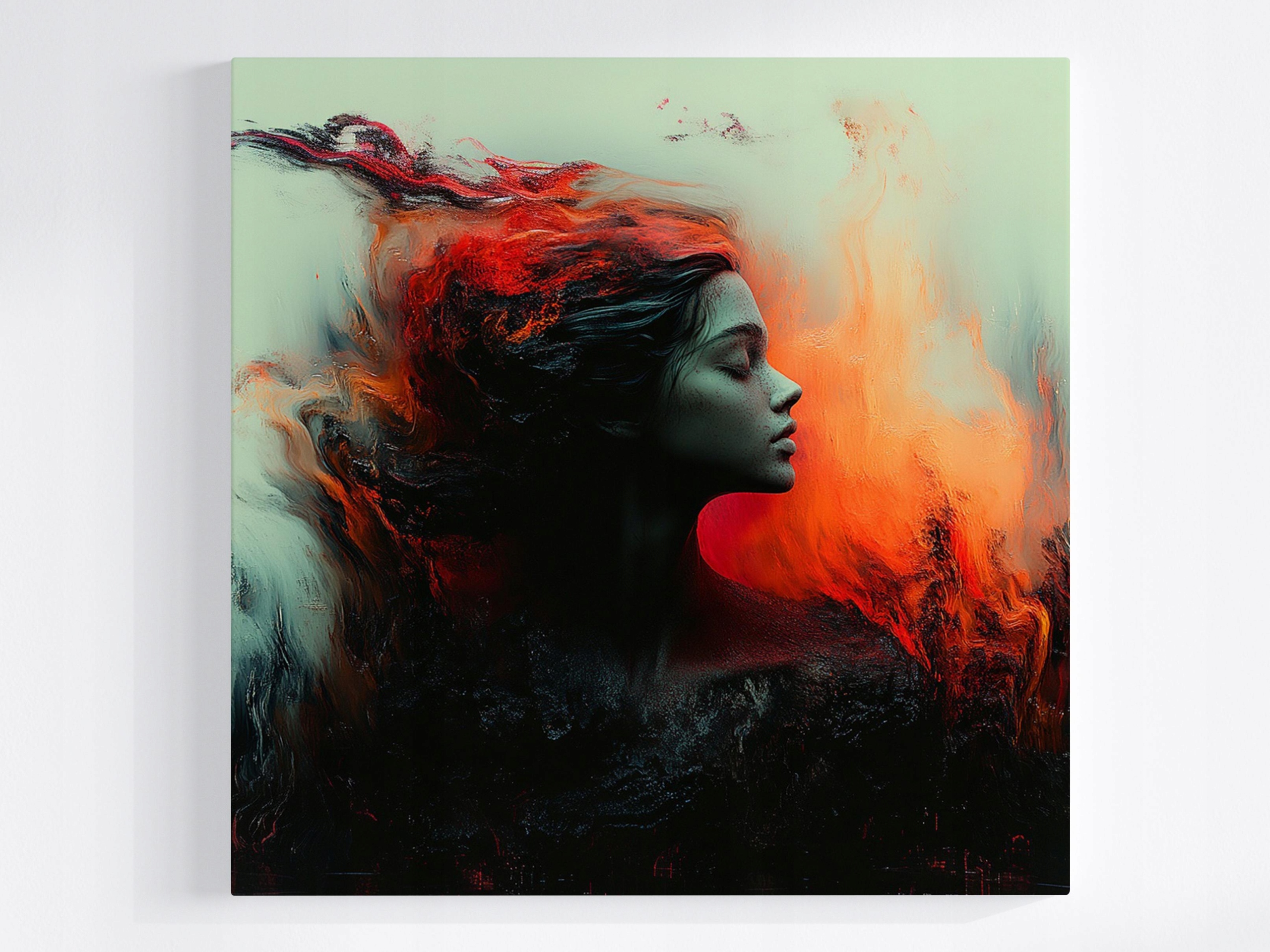 Obraz Na Plátně Canvas Žena Oheň Požár Plameny Dark Art 60x60