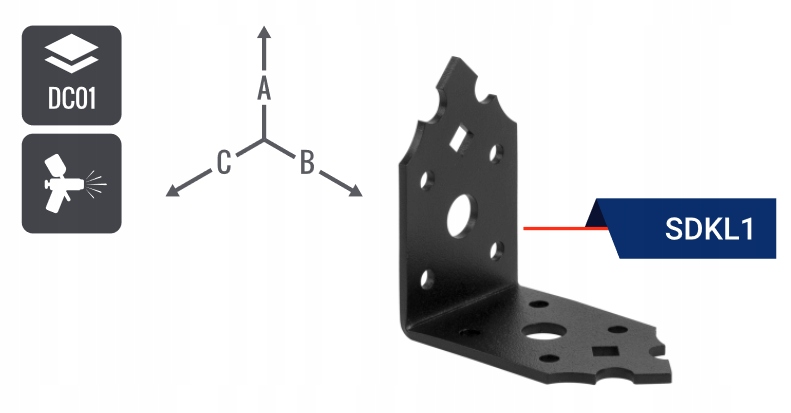 KĄTOWNIK OZDOBNY ŁĄCZNIK CIESIELSKI CZARNY 80x80 Kod producenta LB-SDKL3