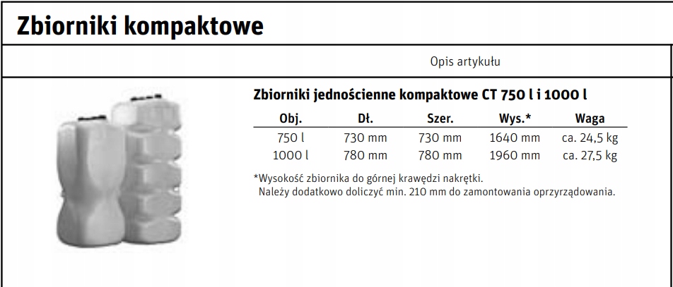 Zbiornik jednościenny olej opałowy CT 1000 l Roth Marka Roth Polska