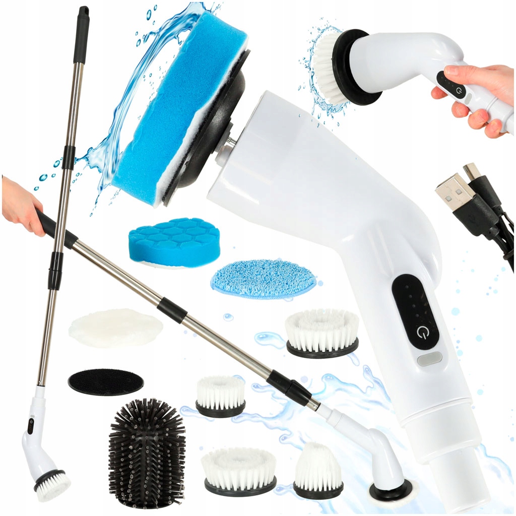 Levně Rotační mop elektrický čisticí kartáč 9 kartáčovými hlavami