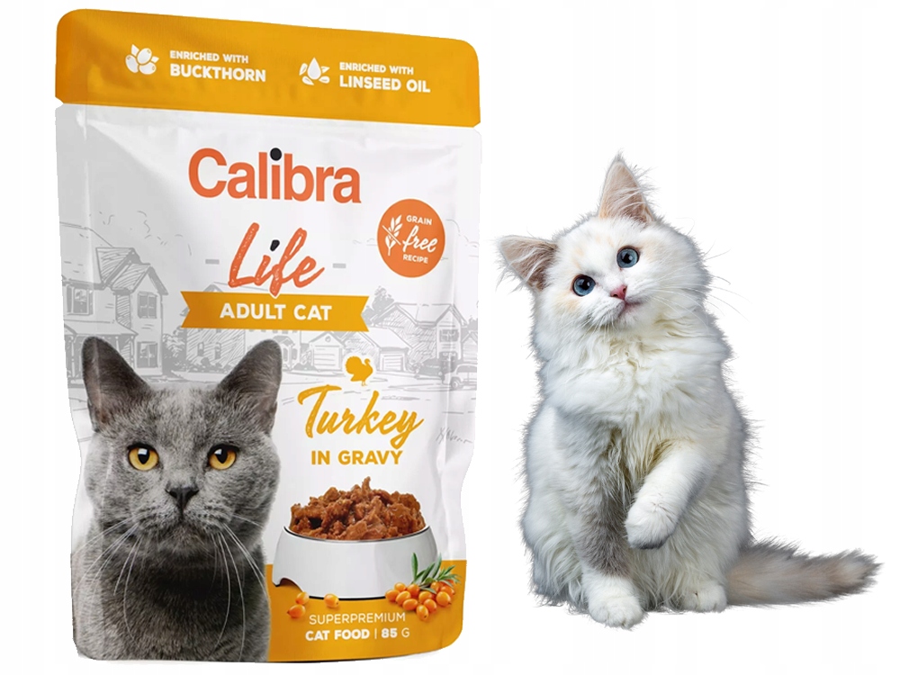 Levně 5X Kapsička Calibra Cat Life Adult Turkey v omáčce mokré krmivo pro kočky 85g