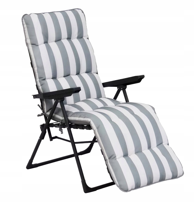 Skladacie záhradné ležadlo Colorado s hrubým vankúšom Bielo-sivé