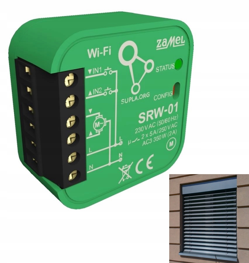 Sterownik rolet dopuszkowy WiFi 230V Supla SRW-01 Zamel