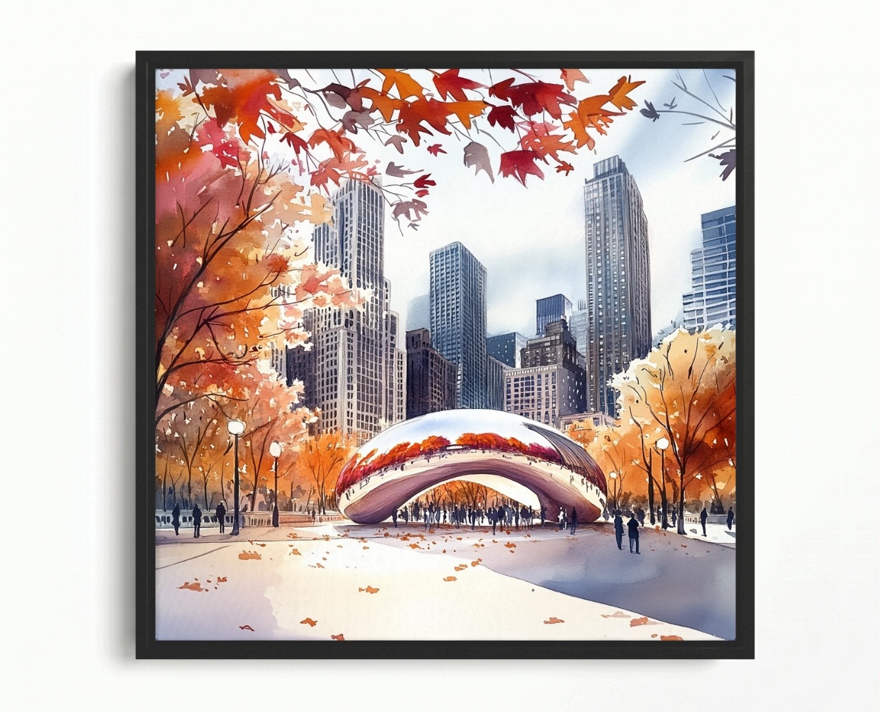 Obraz Rám Americký Box Město Chicago Cloud Gate Bean Socha Fazole 50x50