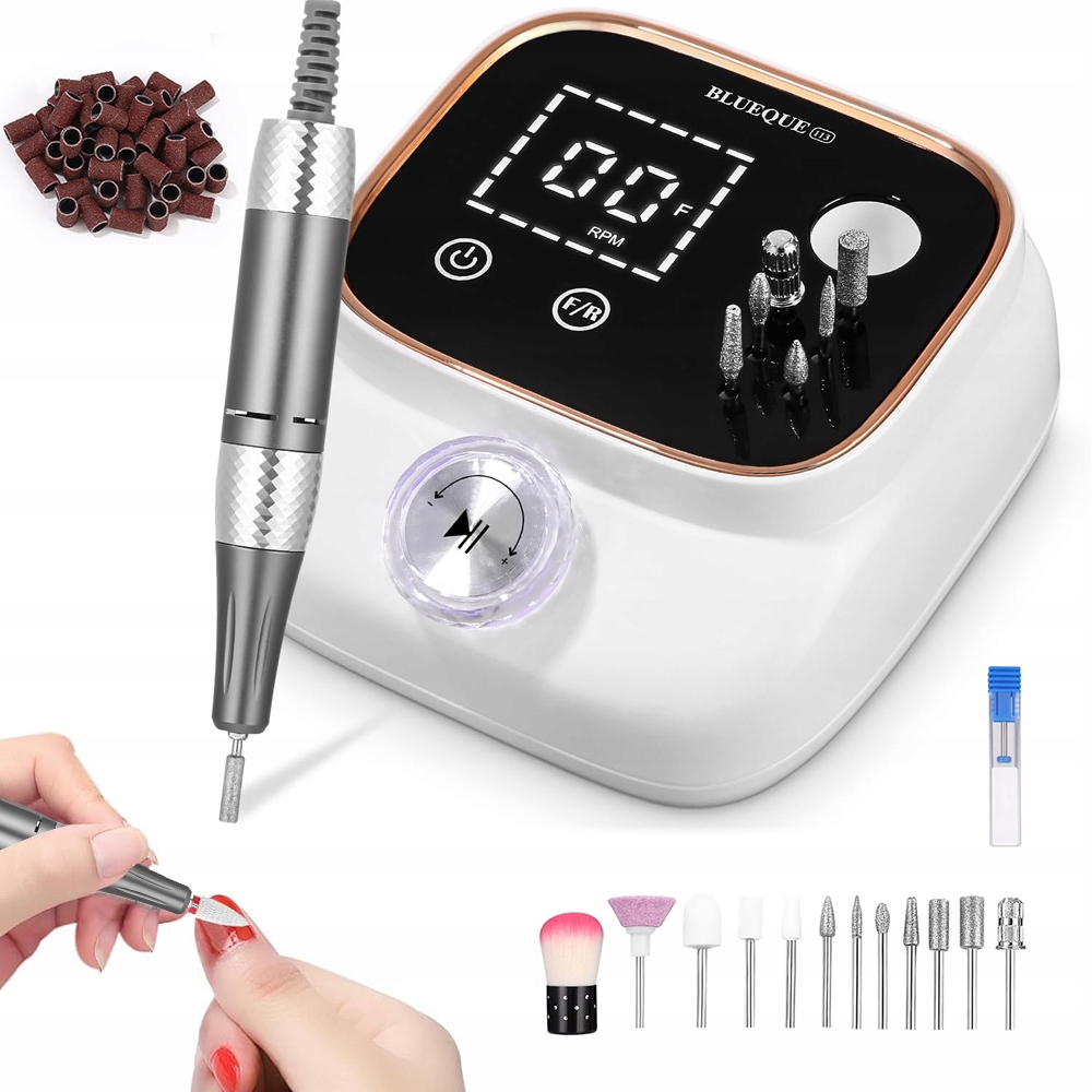Bruska Na Manikúru 45000 Rpm S Led A 11 Nástavci Pro Rychlé Nastavení