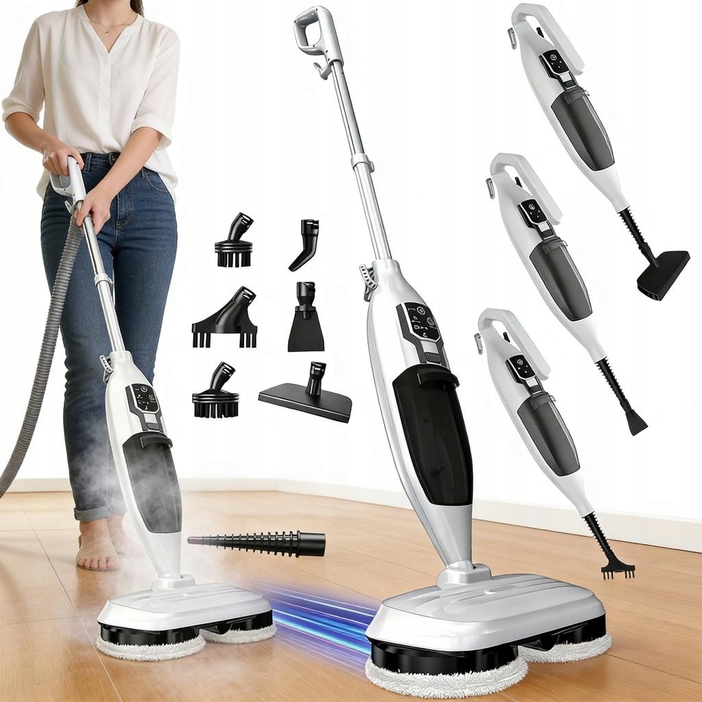 Myjka Parowa Mop Parowy 1300W 3 Poziomy Pary 13 Akcesoriów Do Podłogi Okien