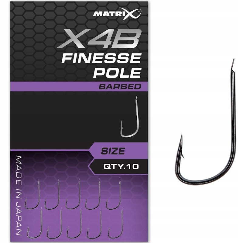 Haczyki Z Zadziorem Matrix X4B Finesse Pole Barbed Nr 18 10szt. Ostre