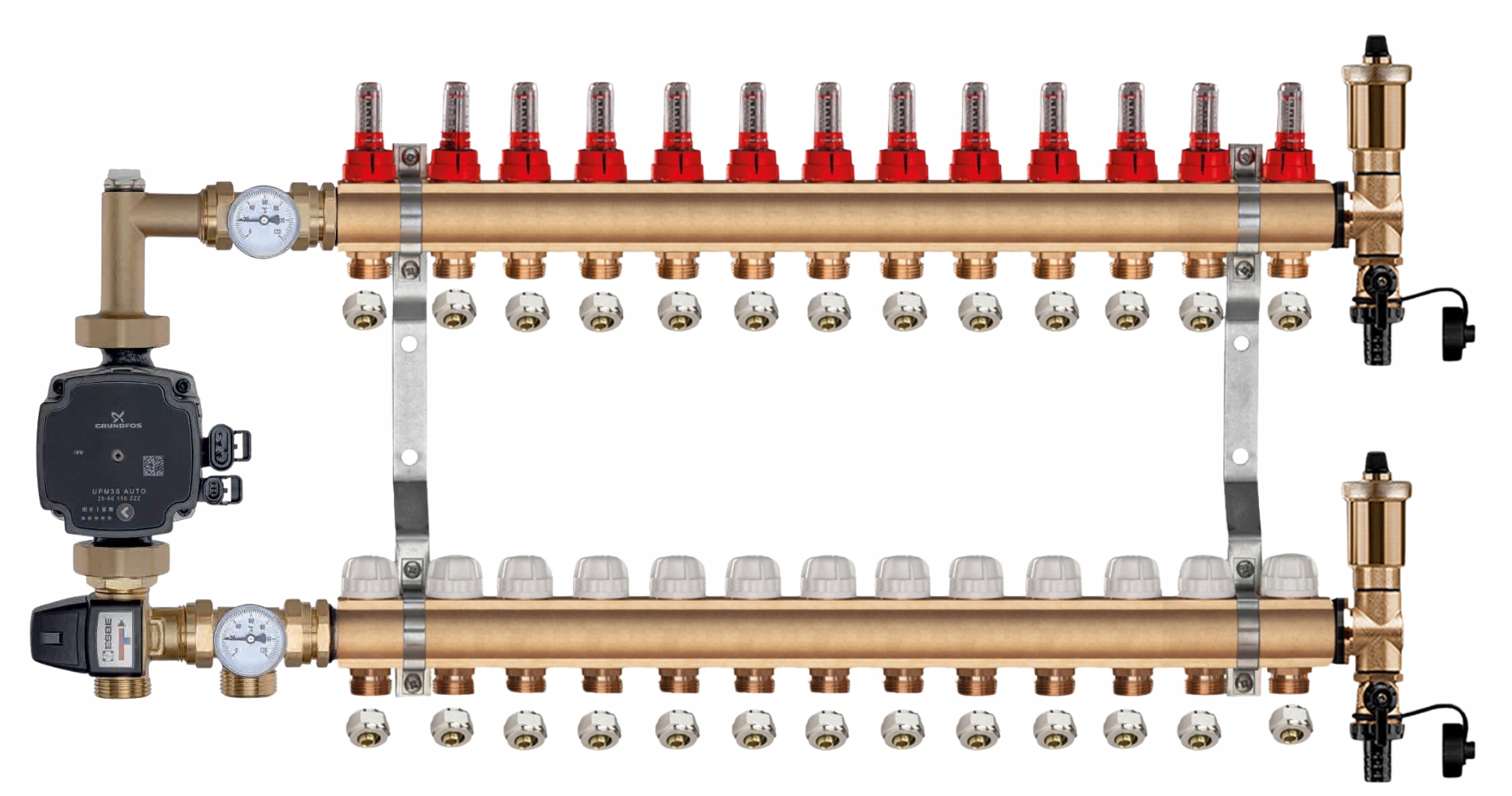 Mosazný Rozdělovač Podlahové Krytiny 13 Čerpací Skupina Grundfos Pex Spojky