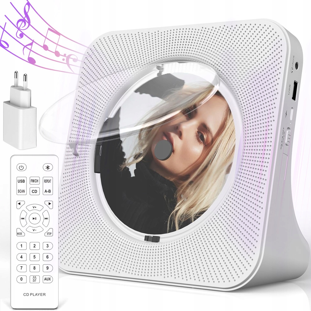 Přenosný CD Přehrávač Bluetooth Aux Reproduktory, Fm Vysílač, Hifi S LCD