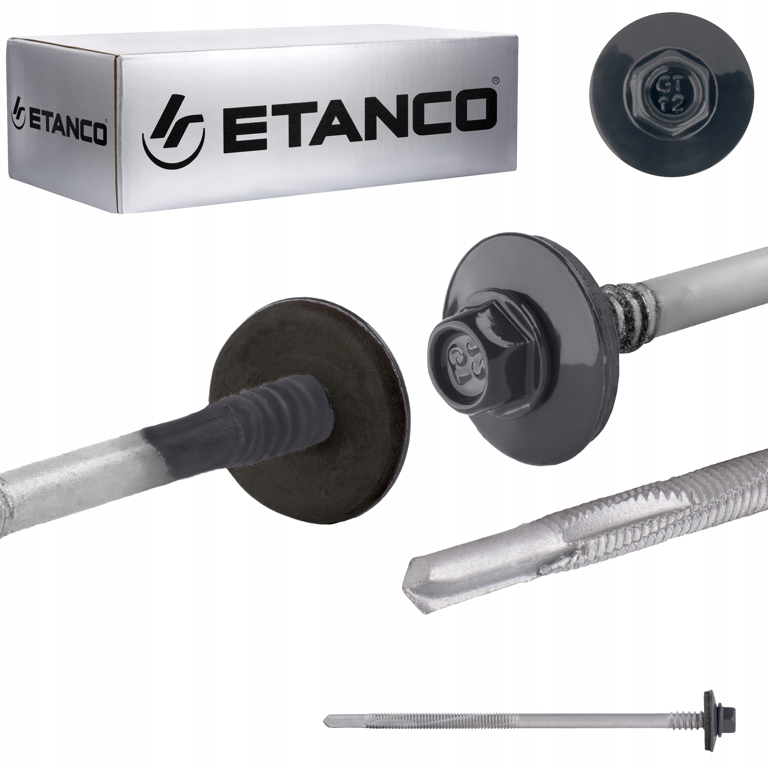 Wkręty do płyty warstwowej 130 mm Ral 7016 100 szt. do metalu Etanco GTR12