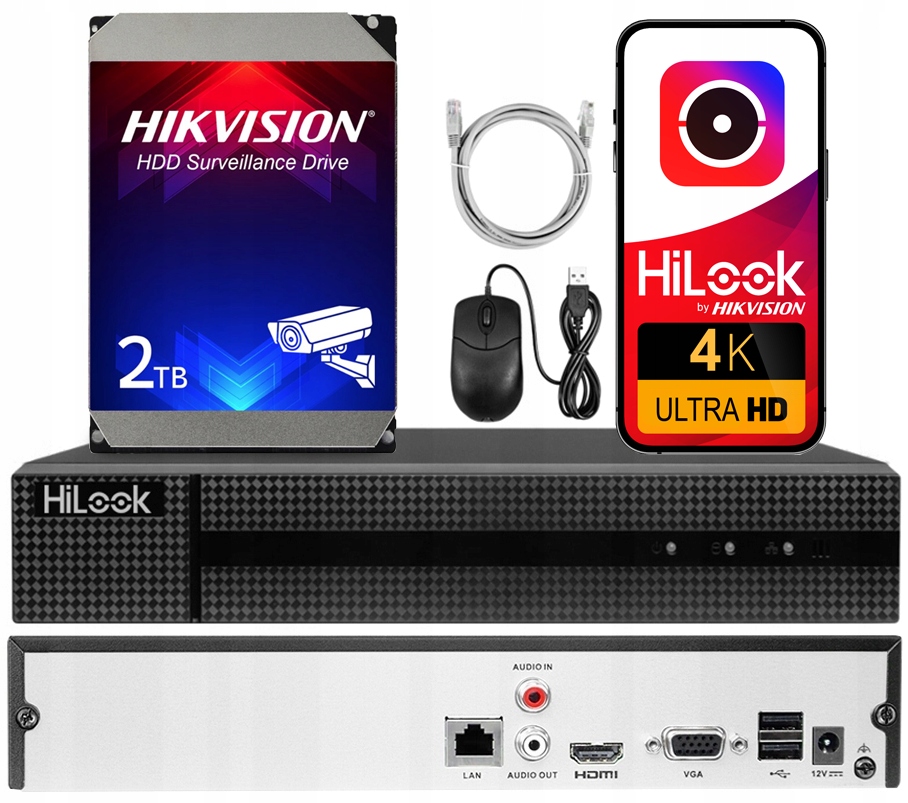 Ip rekordér pro 8 kamer HiLook Hikvision až 8 Mpx s 2TB diskem Toshiba
