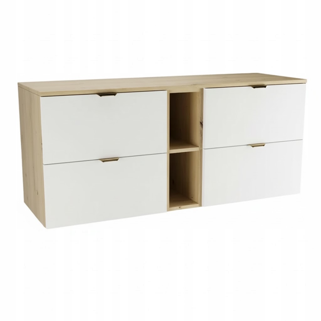 Skříňka pod umyvadlo 140 cm s regálem Bílá/Dub artisan Orio