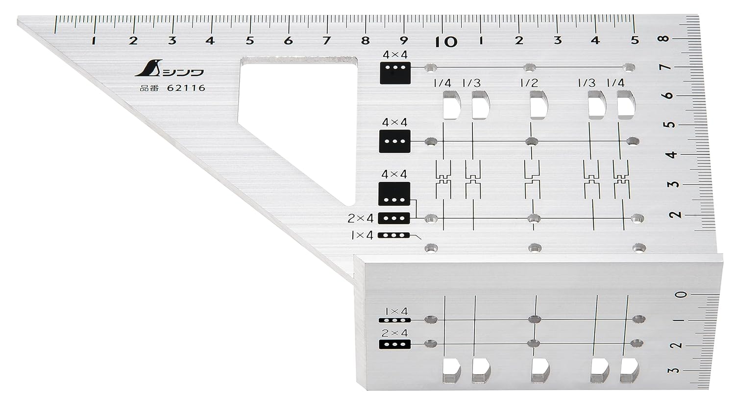 Kątownik przymiar stolarski do kantówek 2 x 4 Shinwa 62116 Made In Japan