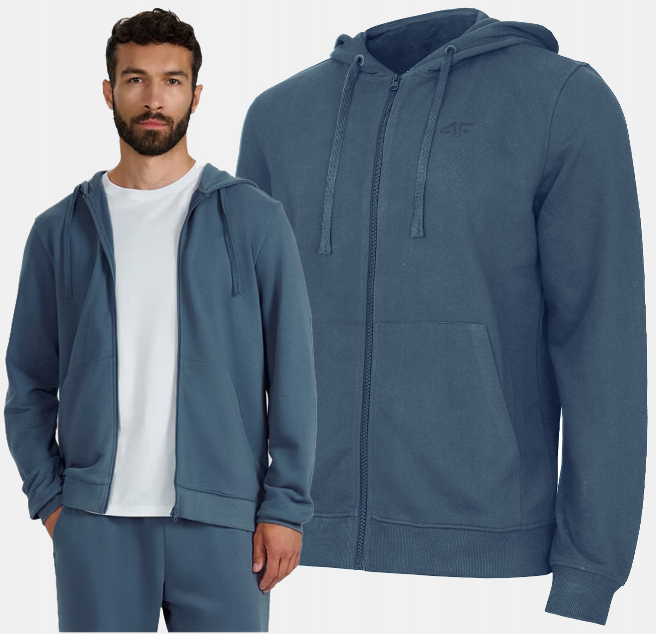 Pánská Mikina Sportovní 4F M1768 S Kapucí Rozepínací, Pohodlná S