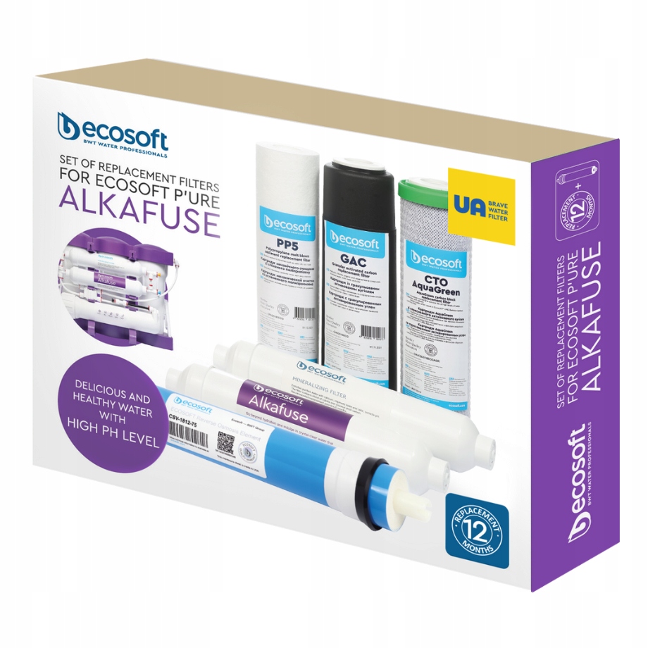 Zestaw wkłady 6 szt. do filtra Ecosoft Pure Alkafuse pełny serwis