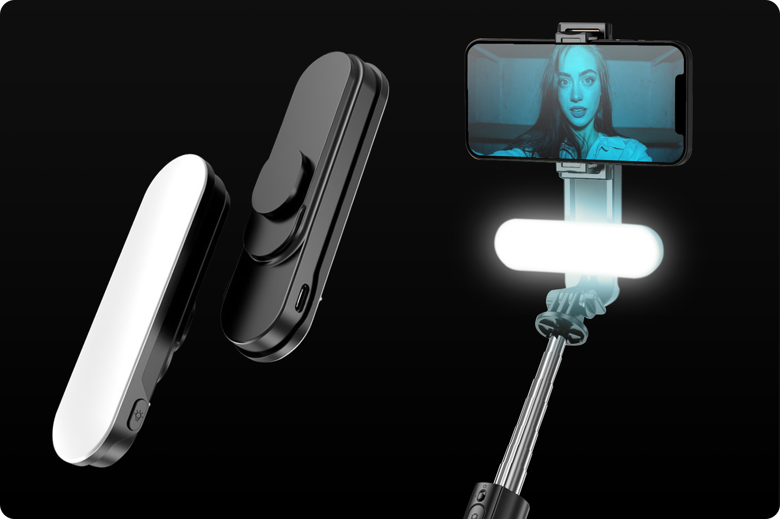 KIJ DO SELFIE MONOPOD z LAMPĄ LED 9 TRYBÓW ŚWIATŁA Obsługiwane systemy operacyjne Android iOS