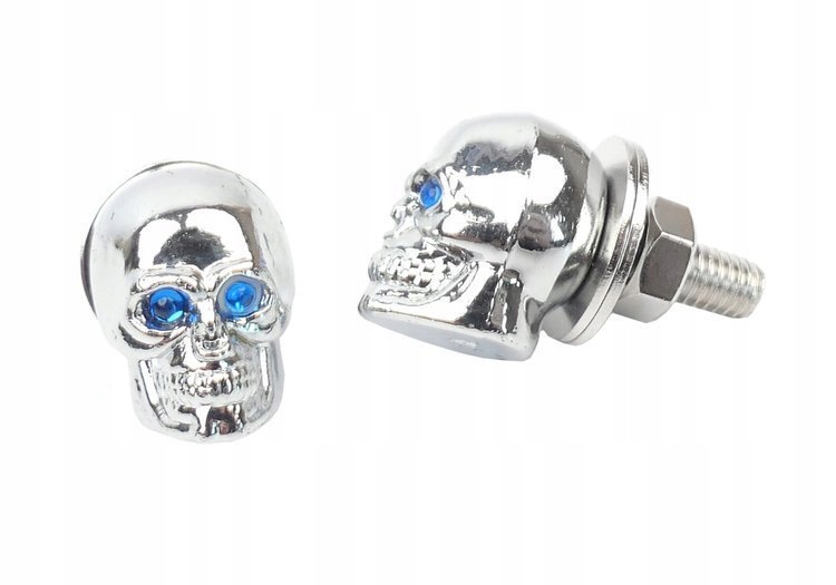 ŚRUBA ŚRUBY TABLICY REJESTRACYJNEJ CZASZKI CHROM