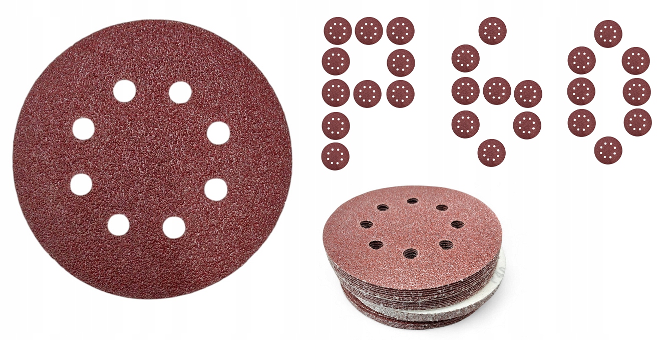 Papier Ścierny Krążek 125 Na Rzep Otwory Szlifierki Oscylacyjnej P60 20szt