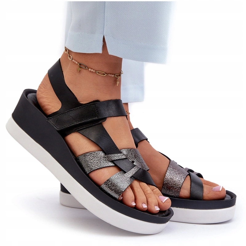 Zazoo 40397 Zazoo Sandály Přírodní Kůže Platforma Černé 37