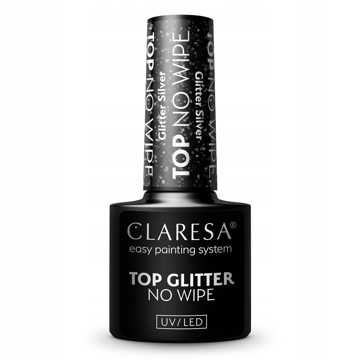 

Top No Wipe Claresa Brokatowy Glitter Silver 5ml
