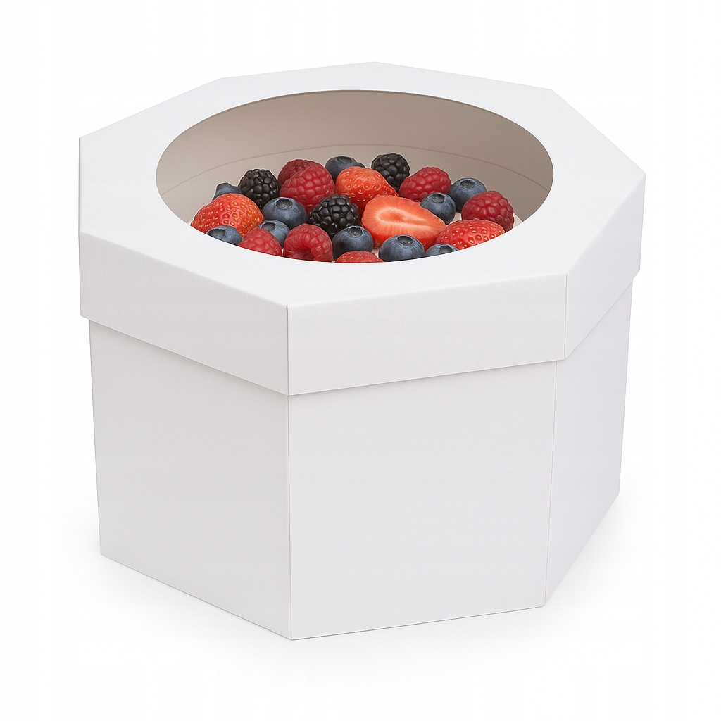 Pudełka na tort ciasto 32 cm biały z okienkiem Rubicello pakiet 10 sztuk