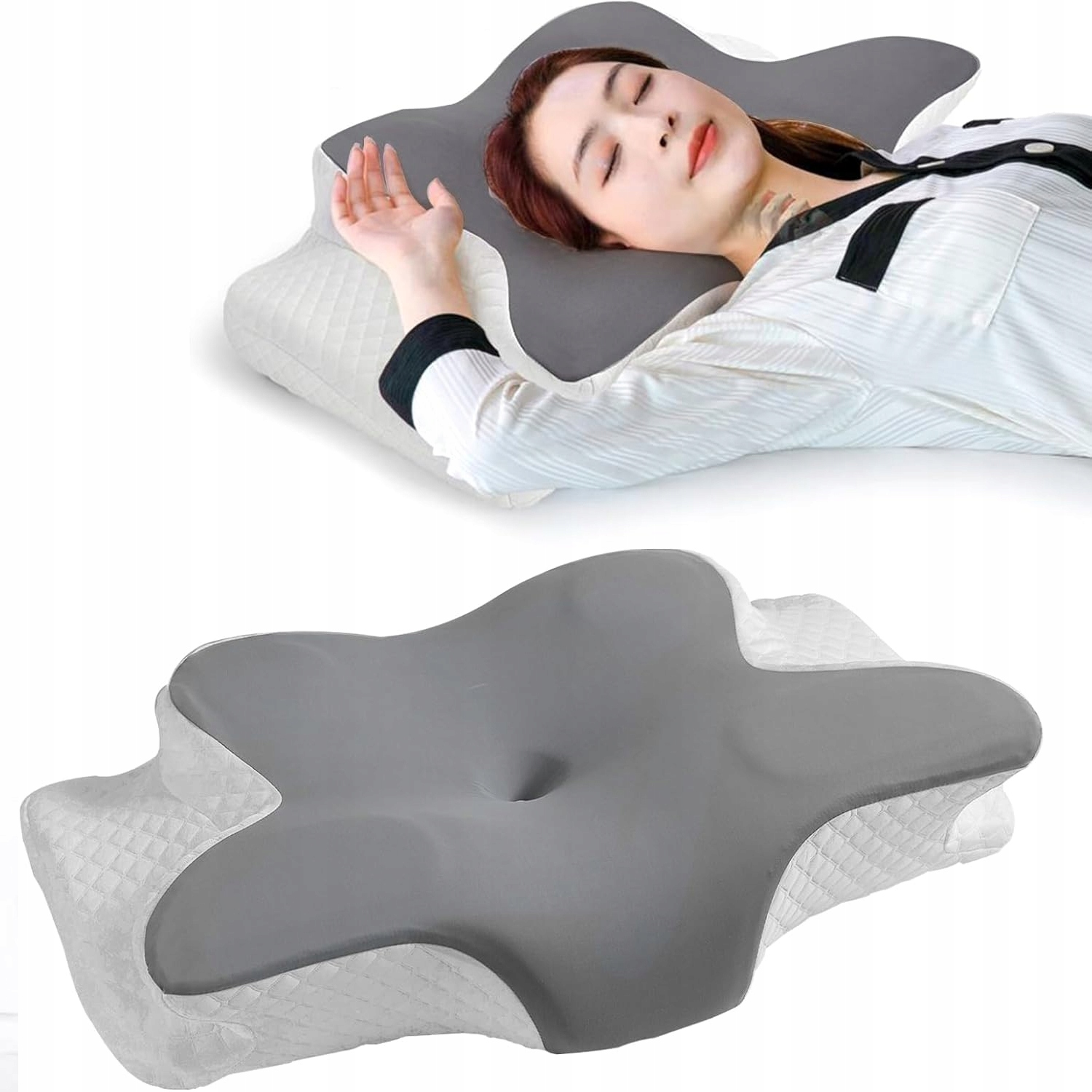 Poduszka Ortopedyczna Z Wgłębieniem Do Spania Na Boku Profilowana Duża