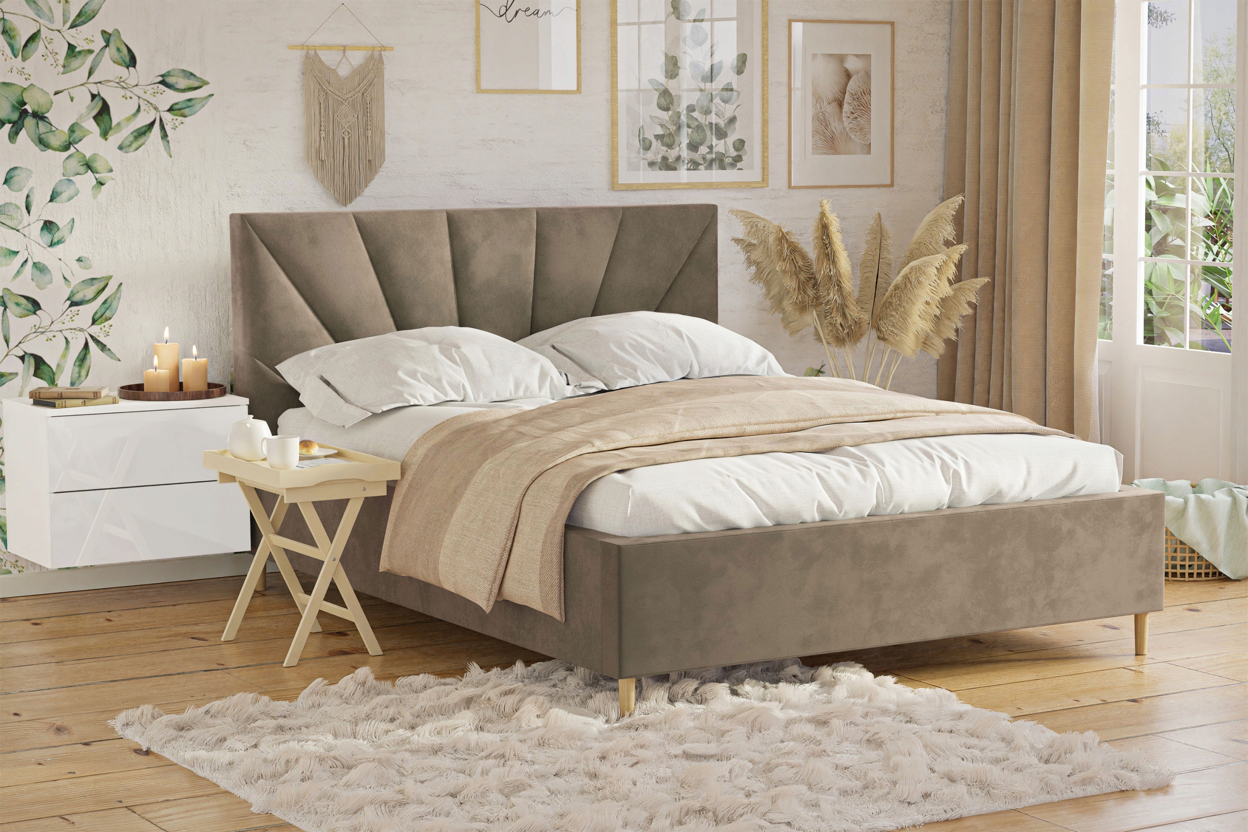 

Łóżko tapicerowane Aina z pojemnikiem 180x200 cm