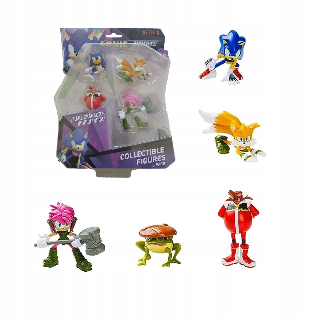 Sonic Jouet Sonic Prime - Set De 8 Figurines Deluxe Box - Collection Complète Personnages Coffret Deluxe Sonic