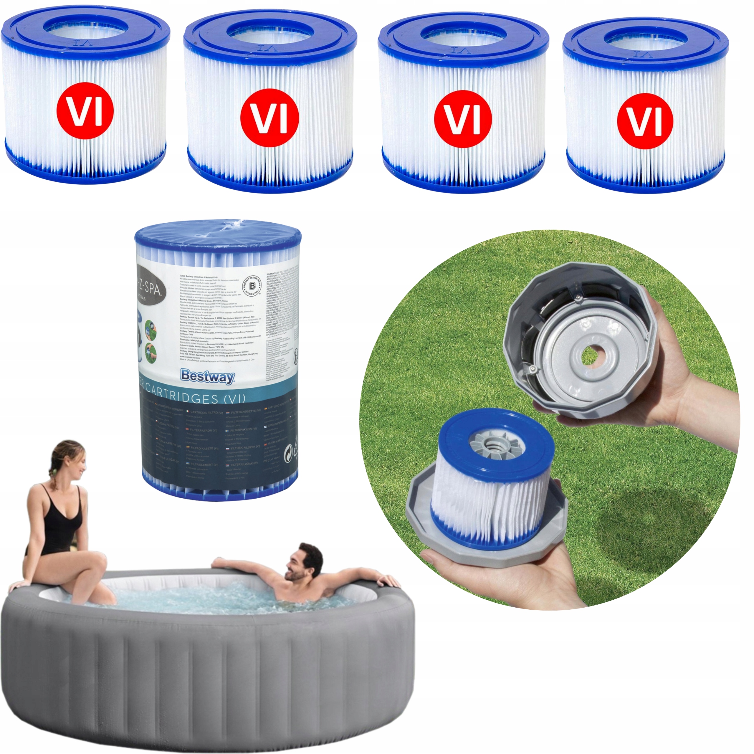 4x Filtr filtry do pompy Lay Z Spa Bestway 60311 typ VI Lay-Z-SPA