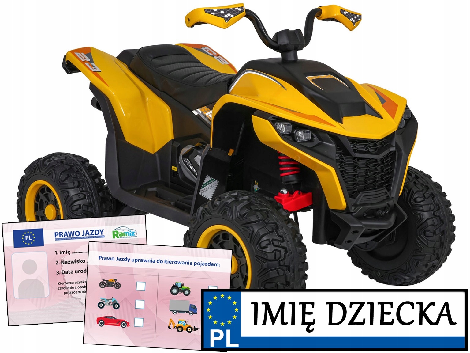 Quad na akumulator Dla Dzieci Fast Wheel pilot Prawo Jazdy tablica imienna