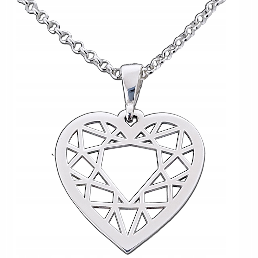 

Srebrne serce wisiorek na łańcuszku - naszyjnik