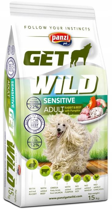 Levně GetWild Sensitive Králík & Hovězí maso s dýní 15 kg bez pšenice a kuřecího masa
