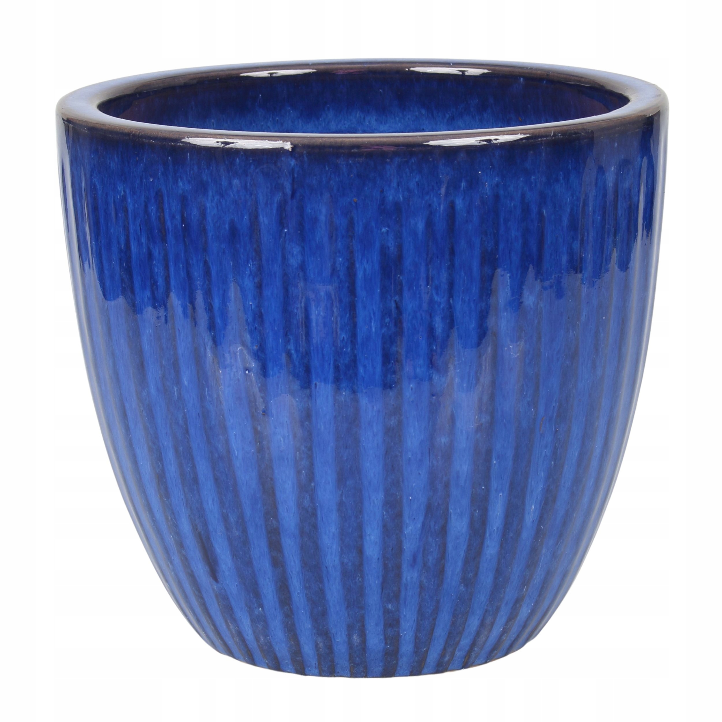 Donica ceramiczna mrozoodporna szkliwiona niebieska ogrodowa H:26x28cm