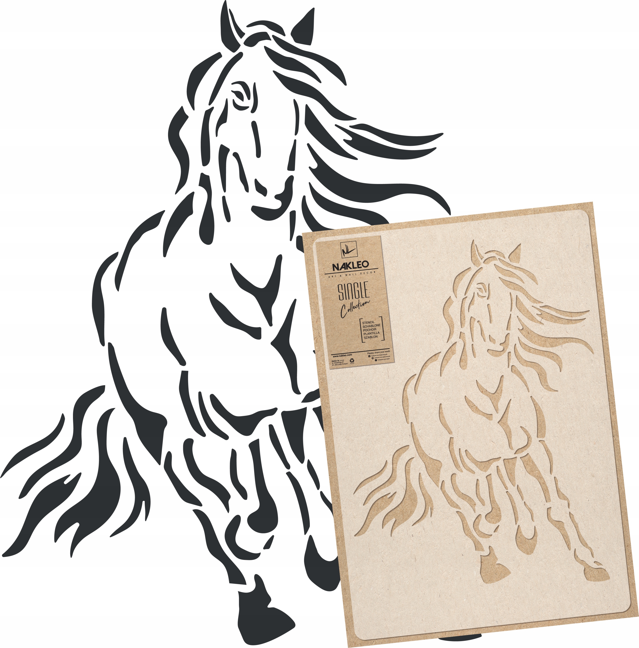 Malířská šablona Vícenásobná L 59x95 cm Kůň Galop Jezdectví Koně