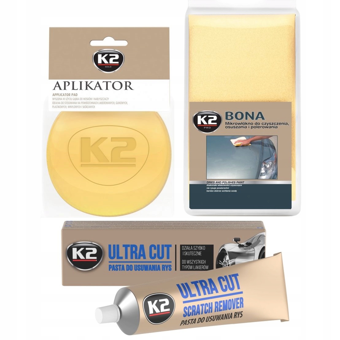 K2 Zestaw Do Usuwania Rys Mikrofibra Pad Pasta