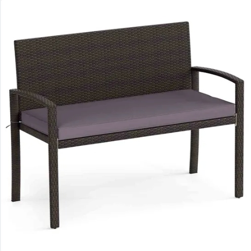 Ławka Ogrodowa 2 Osobowa Rattan Sofa Tarasowa Z Poduszkami