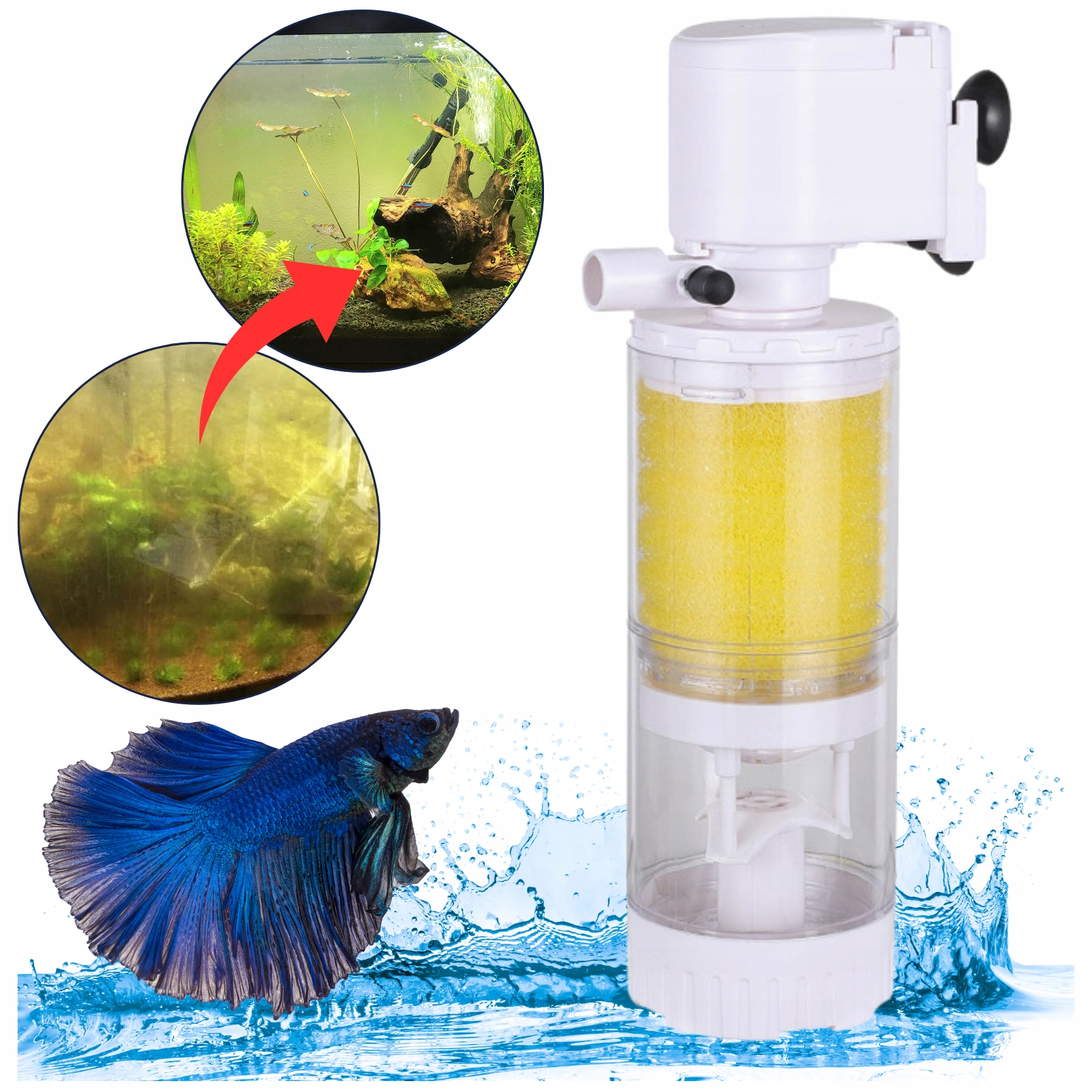 Akvarijní Vnitřní Filtr Profesionální Pěnový rotor 20W 1000L/h