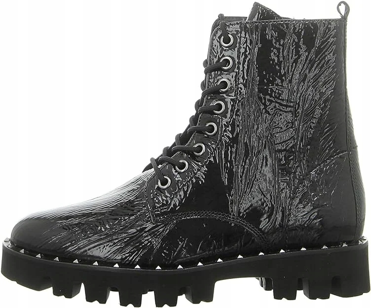 Hogl Dámské kotníkové boty lakované, šněrovací velikost 39 černé kožené