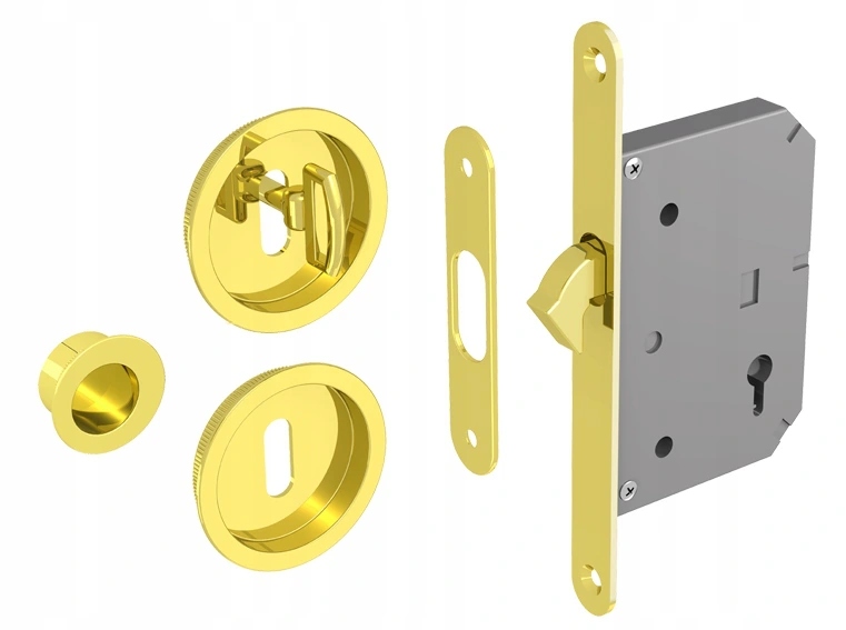 hákový zámek s klíčem a kulatými úchyty, zlatý