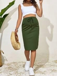 CIEMNOZIELONA SPÓDNICA CIĄŻOWA DOPASOWANA GŁADKA REGULOWANA SHEIN 38